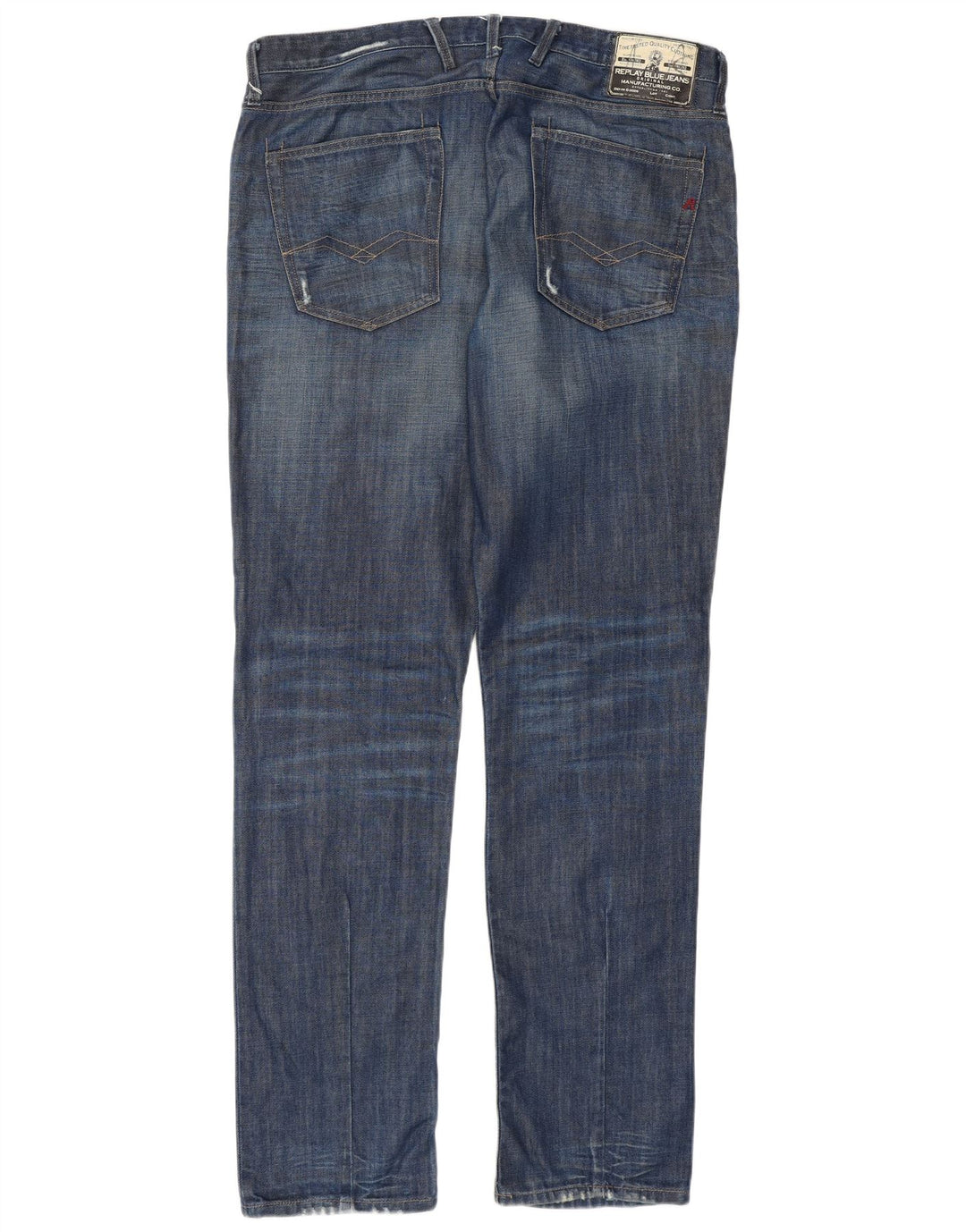 Replay Herren Tirmar Tapered Jeans W36 L34 Blaue Baumwolle