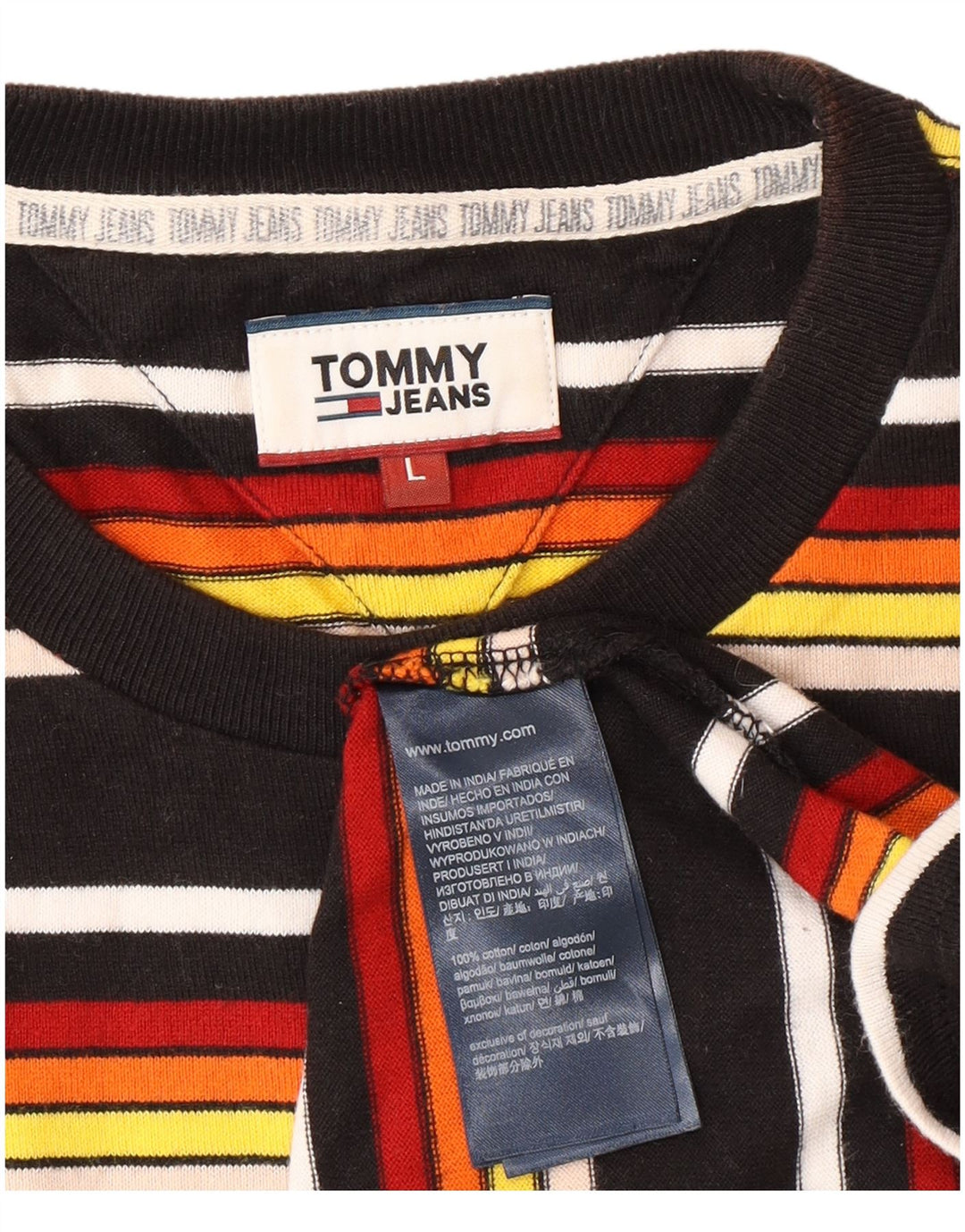 Tommy Hilfiger Herren-T-Shirt-Oberteil, groß, mehrfarbig, gestreift, Baumwolle