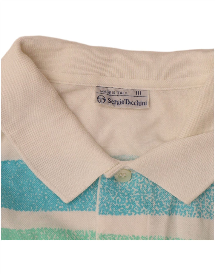 SERGIO TACCHINI Herren-Poloshirt, klein, weiß gestreift, Baumwolle