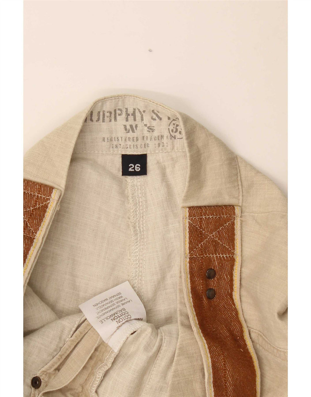 Murphy & Nye Damen Bootcut Freizeithose W26 L31 Beige Baumwolle