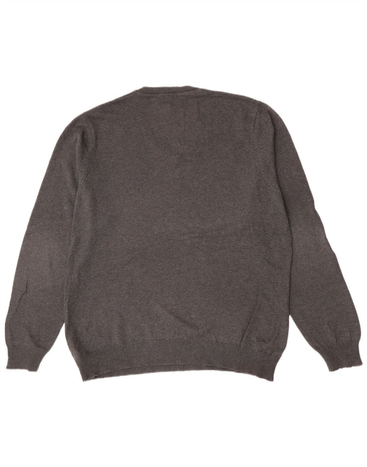 Marks & Spencer Herren-Pullover mit normaler Passform und V-Ausschnitt in Mittelgrau meliert