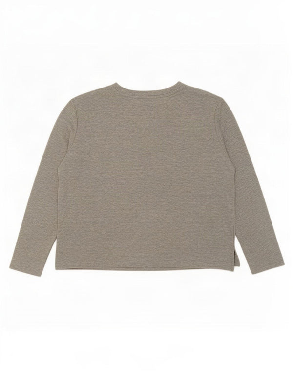 Marks & Spencer Womens Graphic Top Langarm UK 16 Large Grau Farbblock
