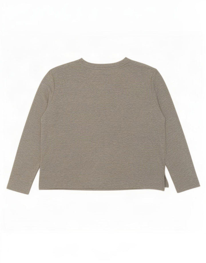 Marks & Spencer Womens Graphic Top Langarm UK 16 Large Grau Farbblock