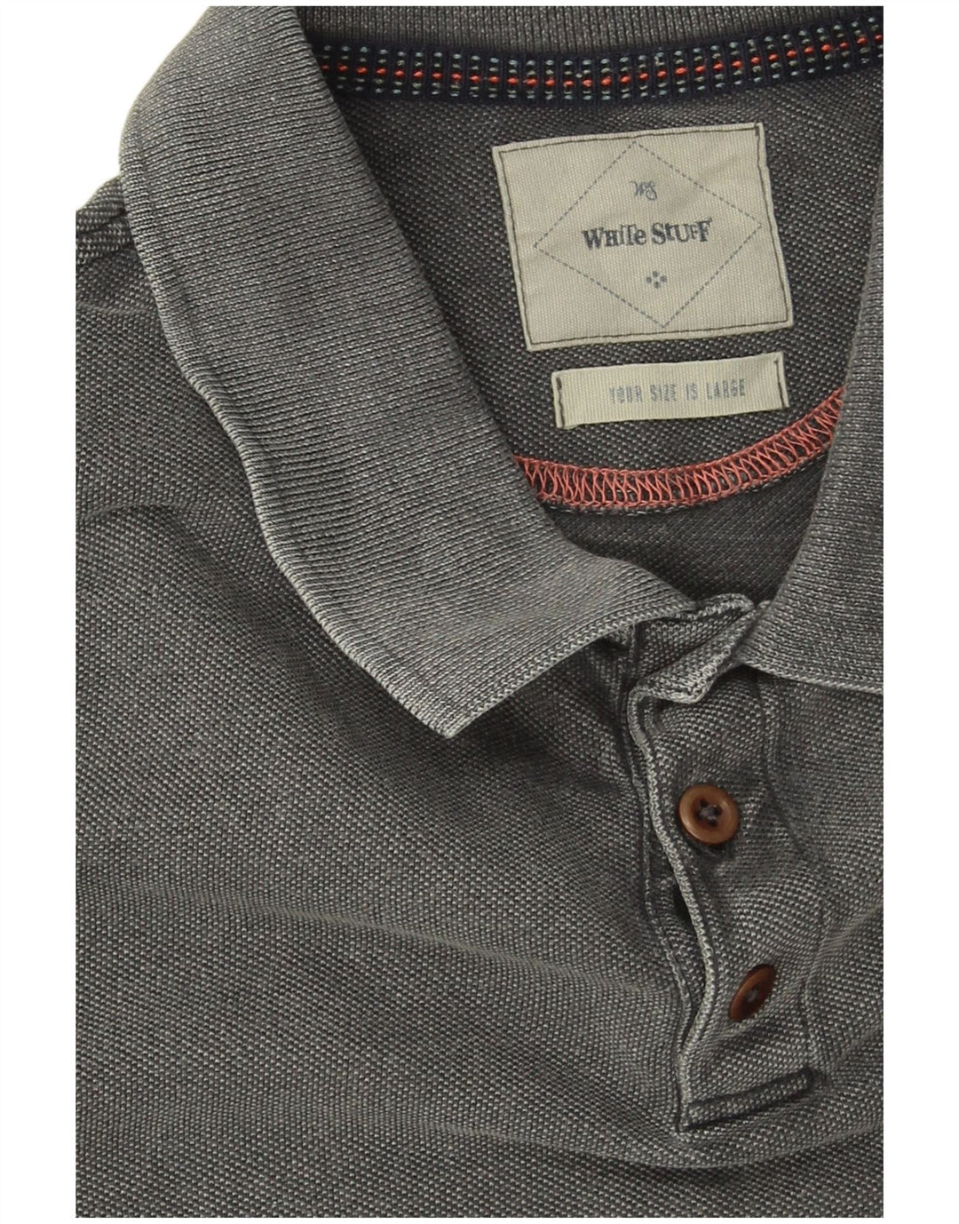 White Stuff Herren-Poloshirt, große graue Baumwolle
