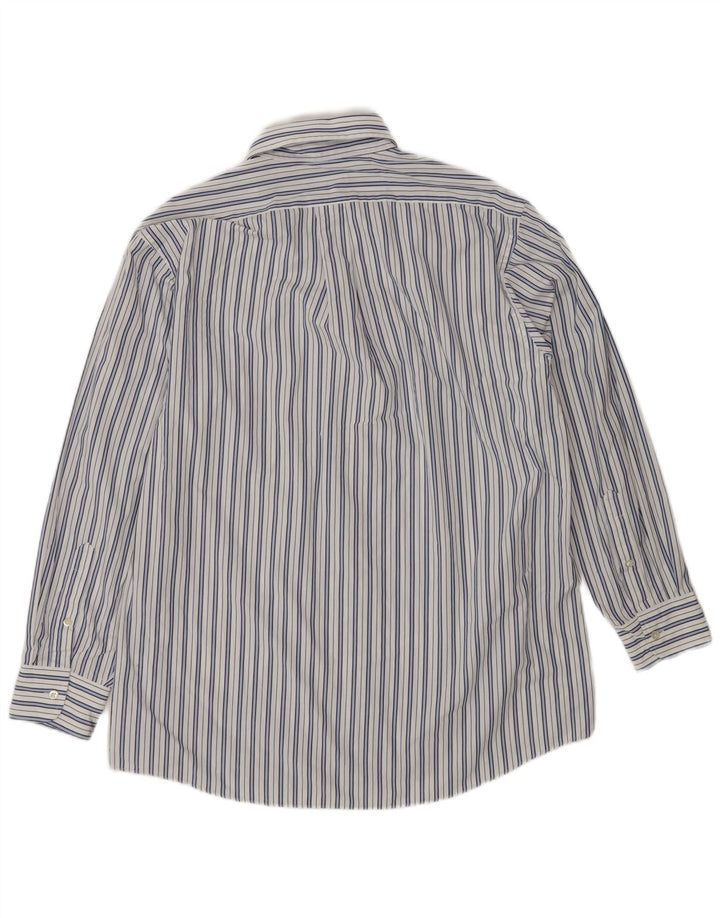 Chaps Herren-Hemd mit klassischer Passform, Größe 16, groß, weiß gestreift, Baumwolle