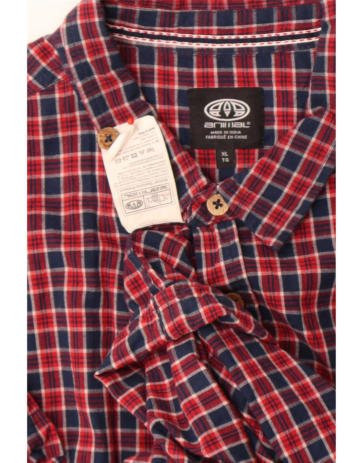 Animal Herren-Kurzarmhemd XL, rot kariert, Baumwolle