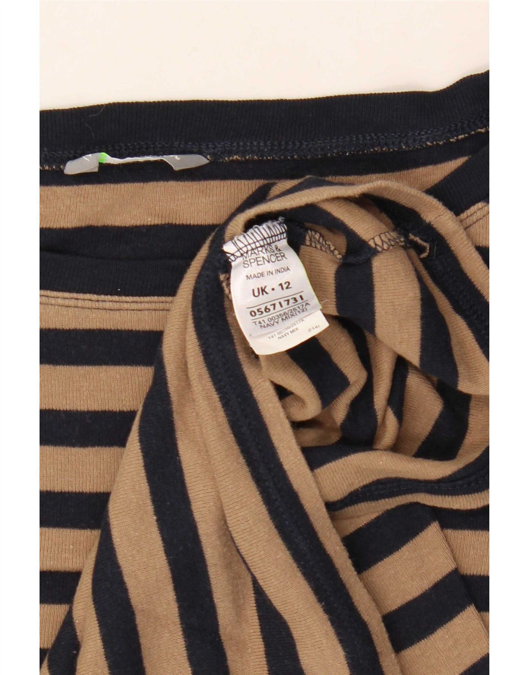 Marks & Spencer Damen Top Langarm UK 12 Mittel Marineblau gestreift
