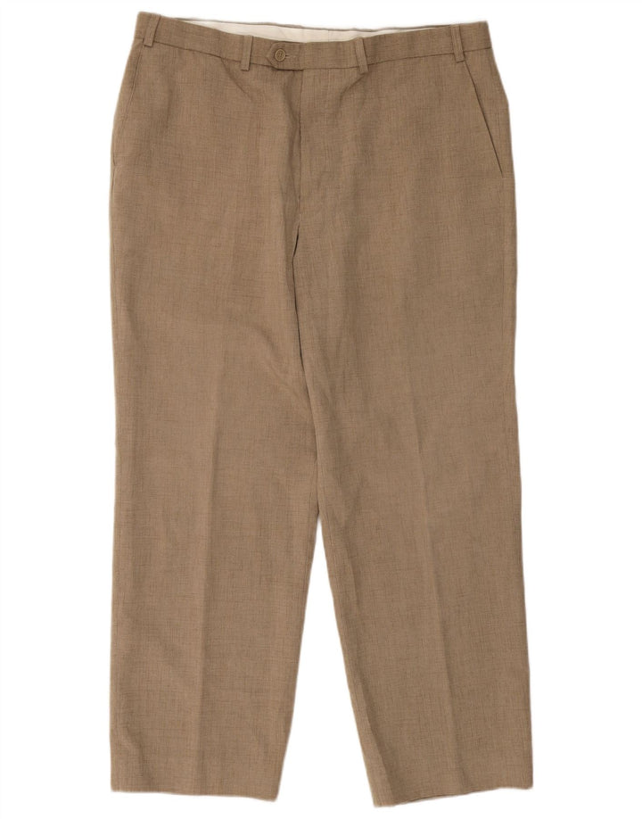 Gerade Herren-Anzughose von Marks & Spencer, W38, L27, Beige, Polyester