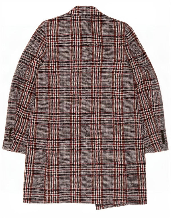 Zara Damen Übergroßer Mantel UK 10 Small Grau karierte Viskose