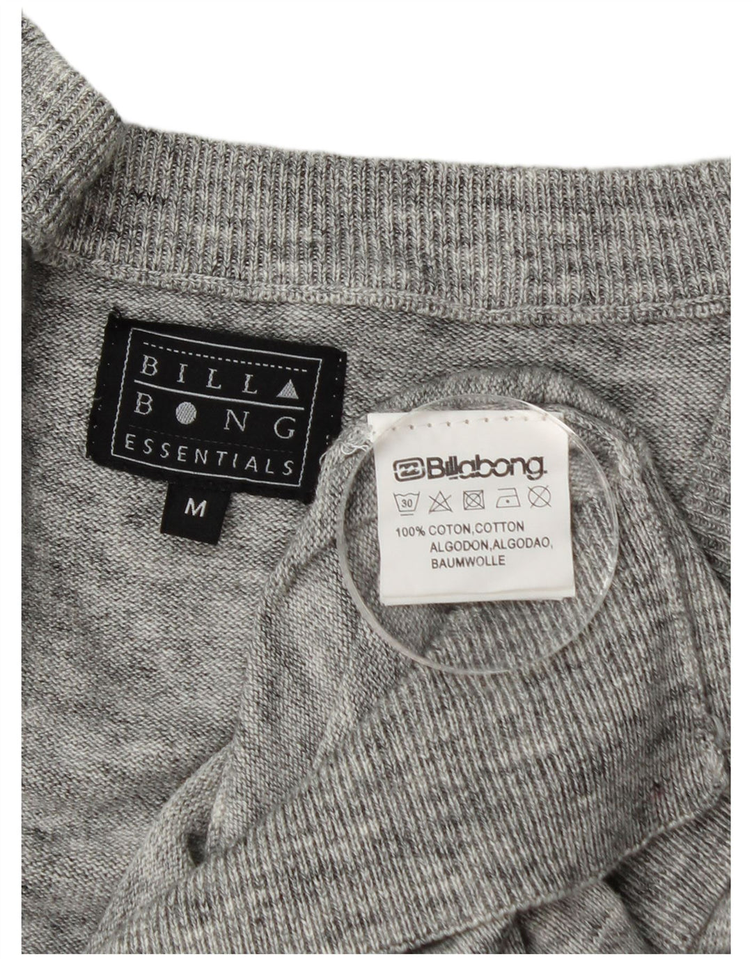 Billabong Herren-Cardigan-Pullover aus mittelgrau gefleckter Baumwolle