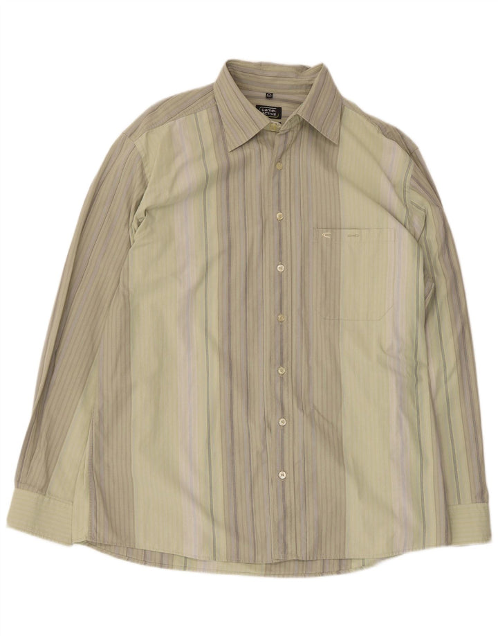 Camel Active Herren-Hemd, groß, grün gestreift, Baumwolle