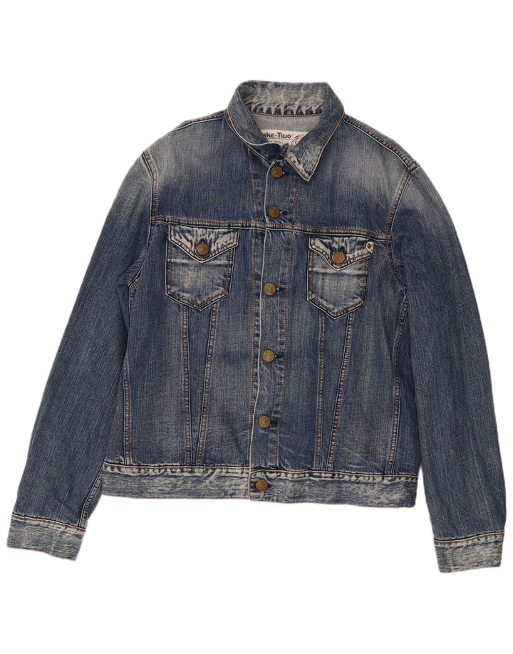 TAKE TWO Mens Denim Jacket UK 44 2XL Blue Cotton