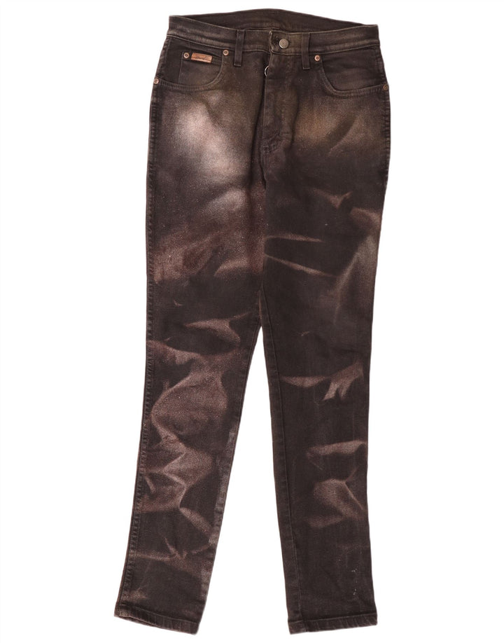 Wrangler Damen Slim Jeans W34 L32 Braun Batikfärbung
