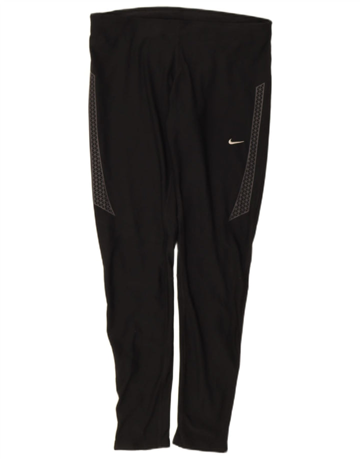 NIKE Womens Dri Fit Leggings UK 14 Large Black Polyester