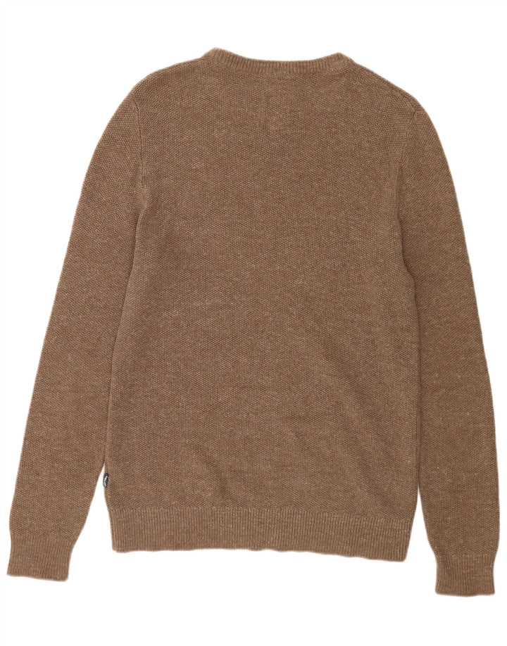 Fat Face Herren-Pullover mit Rundhalsausschnitt, mittelbraune Baumwolle
