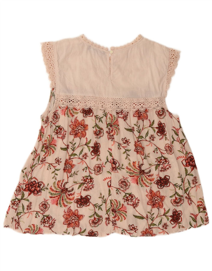 Marks & Spencer Damen-Blusenoberteil UK 14 Mittelrosa geblümte Viskose