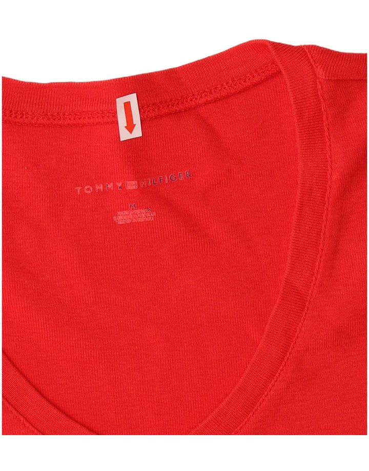 TOMMY HILFIGER Womens Top Long Sleeve UK 12 Medium Red Cotton