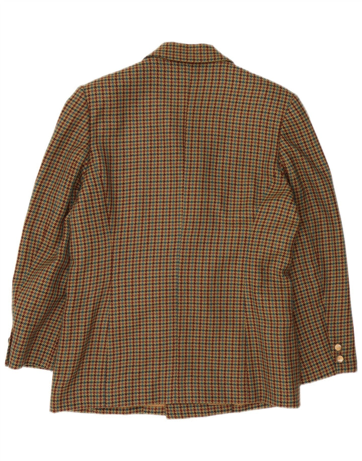 Vintage Damen Zweireiher Blazer Jacke UK 16 Großer brauner Hahnentritt