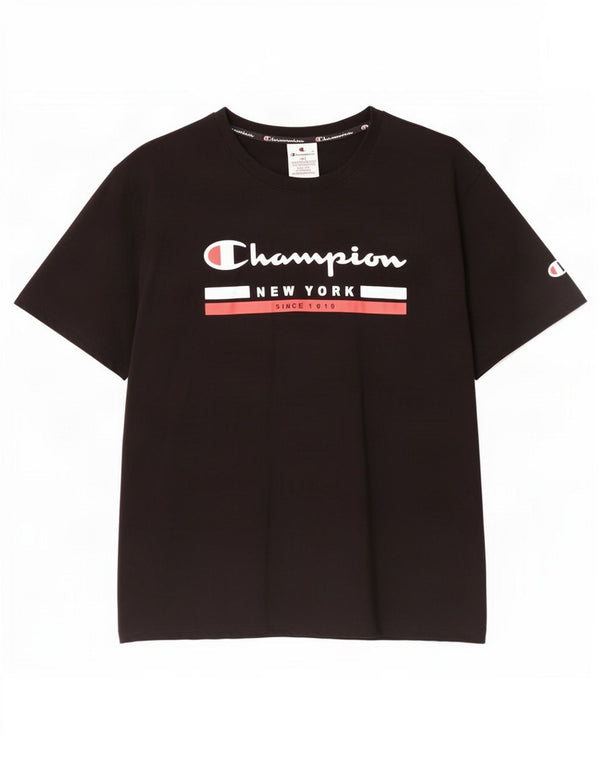 Champion Womens Graphic T-Shirt Top UK 20 2XL Schwarz Baumwolle