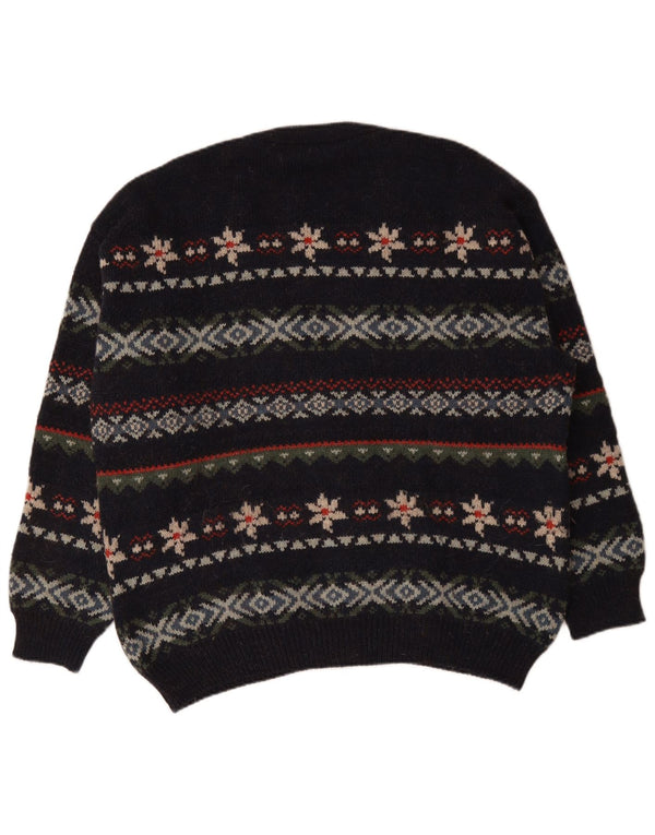 Gio Ferrari Herren-Strickjacke IT 52 Large Navy Blue Fair Isle