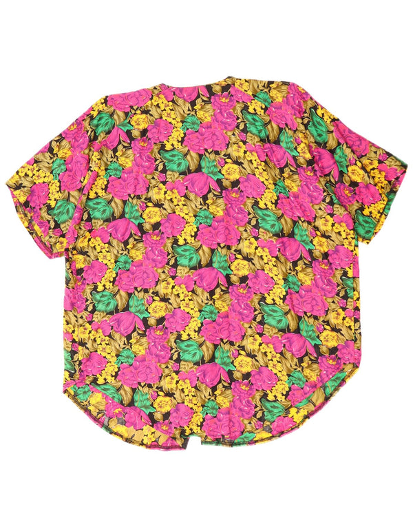 VINTAGE Damen Übergroße Hemdbluse UK 22 3XL Mehrfarbig geblümt