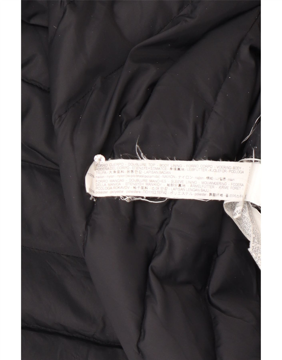 Zara Damen Wattierter Mantel UK 14 Mittelschwarzes Colourblock-Polyester