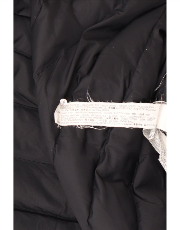 Zara Damen Wattierter Mantel UK 14 Mittelschwarzes Colourblock-Polyester