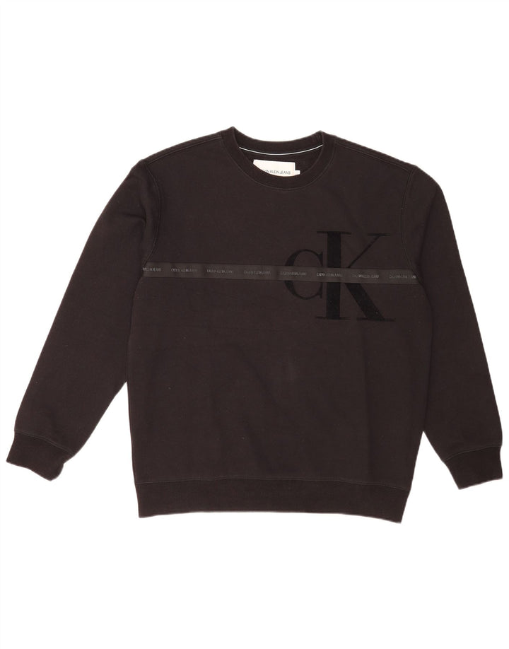 Calvin Klein Jeans Herren Graphic Regular Fit Sweatshirt Pullover Large Schwarz