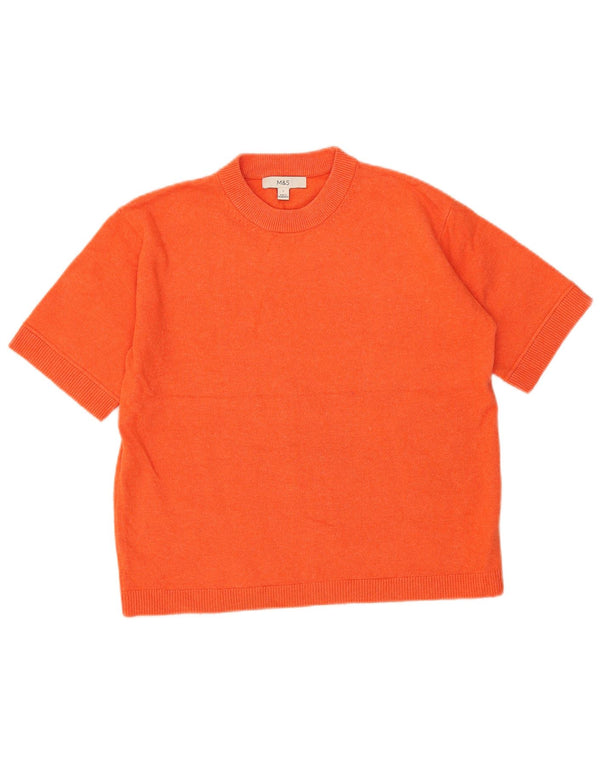 Marks & Spencer Damen Übergroßes T-Shirt Top UK 10 Small Orange Polyester