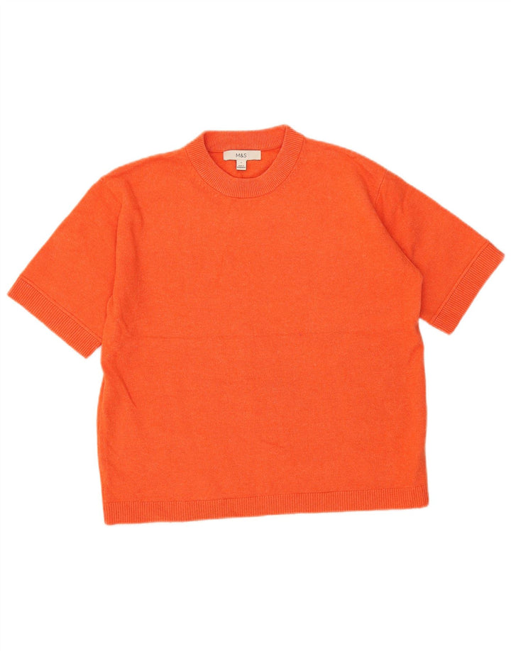 Marks & Spencer Damen Übergroßes T-Shirt Top UK 10 Small Orange Polyester