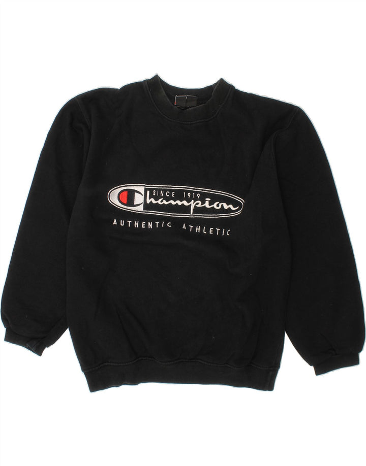 CHAMPION Boys Graphic Sweatshirt Jumper 9-10 Years Black Cotton Vintage Champion and Second-Hand Champion from Messina Hembry 