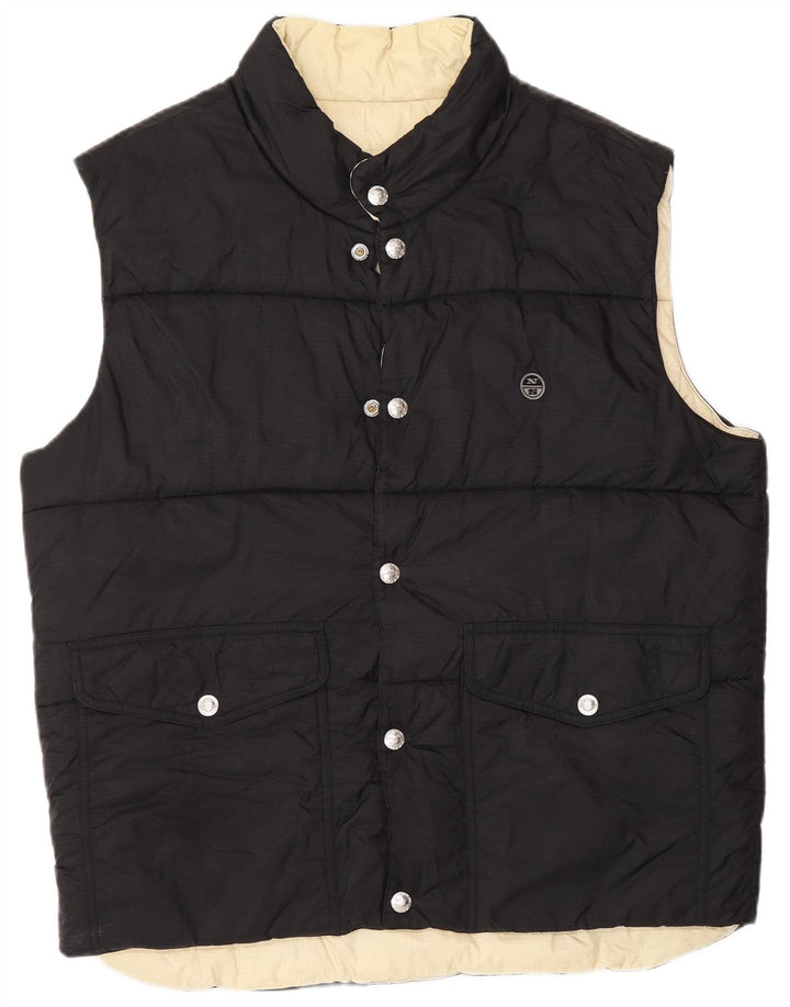North Sails Herren Reversible Wattierte Weste UK 42 XL Schwarz Polyamid