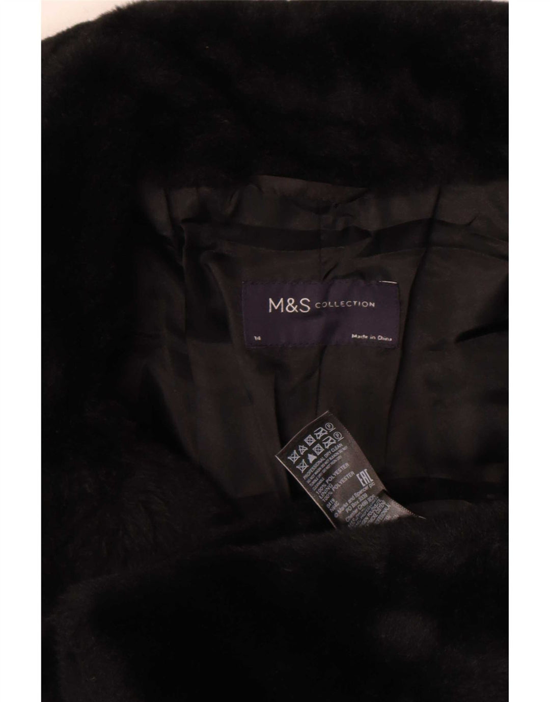 Marks & Spencer Damen Kunstpelzjacke UK 14 Mittelschwarzes Polyester