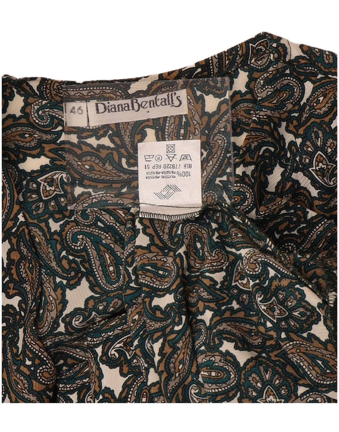 DIANA BENTALLS Damen Hemdbluse IT 46 Großes braunes Paisley-Polyester