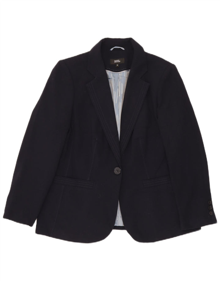 Marks & Spencer Damen 1-Knopf-Blazerjacke UK 16 Large Marineblau