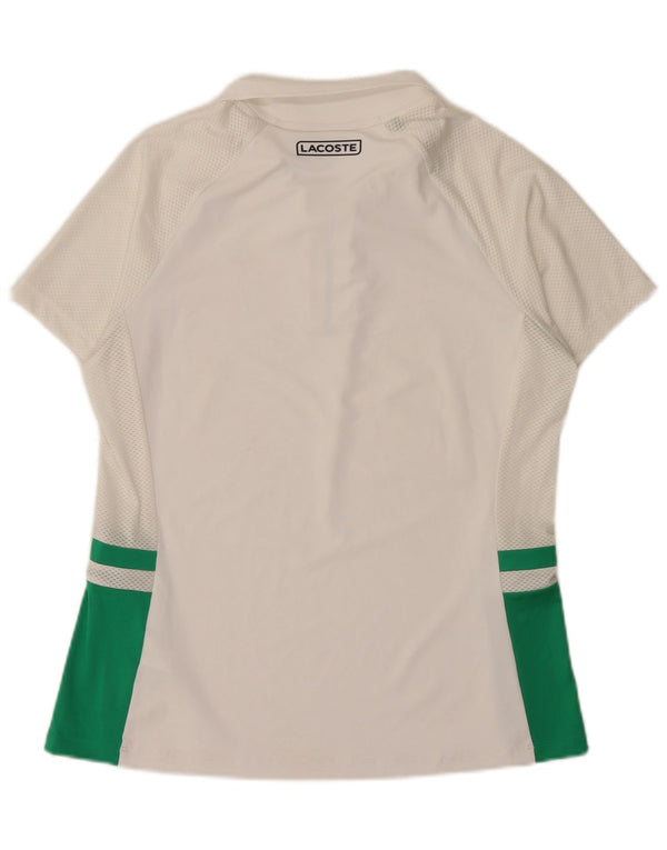 Lacoste Damen-Poloshirt, Größe 42, groß, weißes Colourblock-Polyester