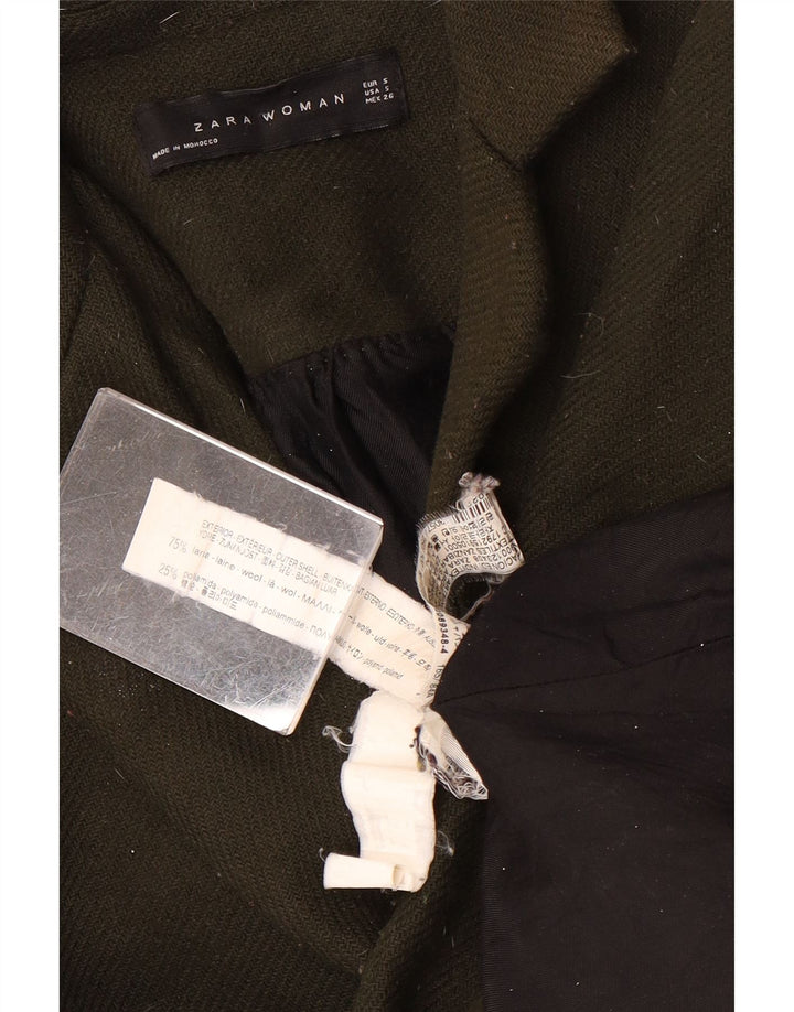 Zara Damen Mantel UK 10 Small Khaki Wolle