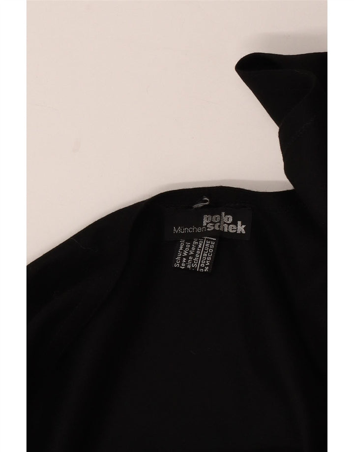 Vintage Asymmetrischer Poncho-Pullover für Damen, Einheitsgröße, schwarze Wolle