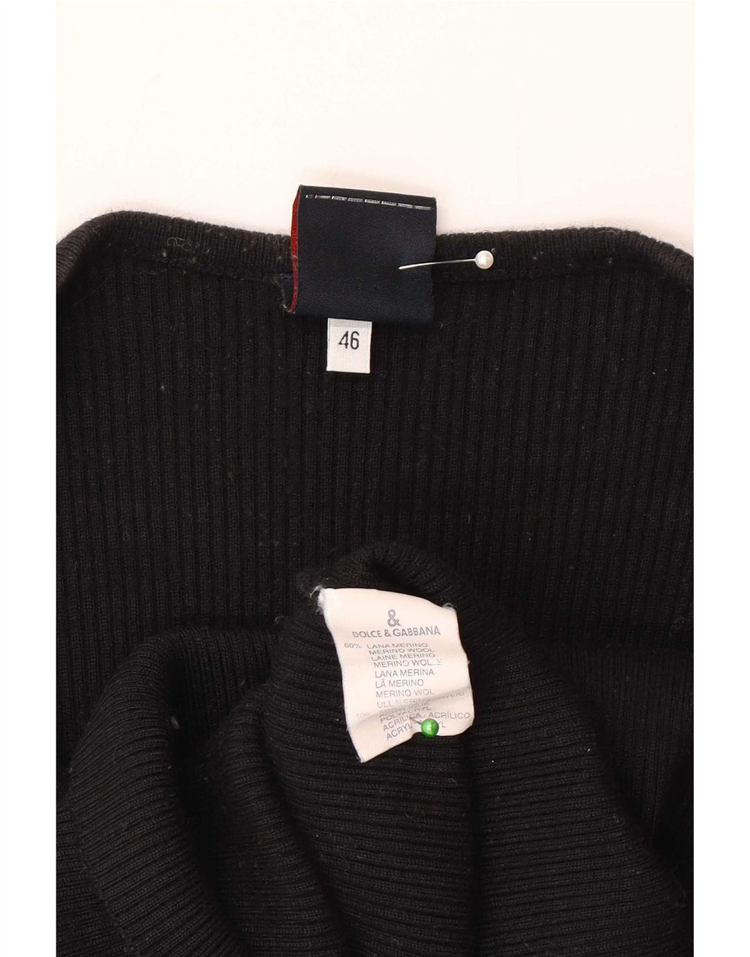 Dolce & Gabbana Damen Top Langarm IT 46 Large Schwarze Merinowolle