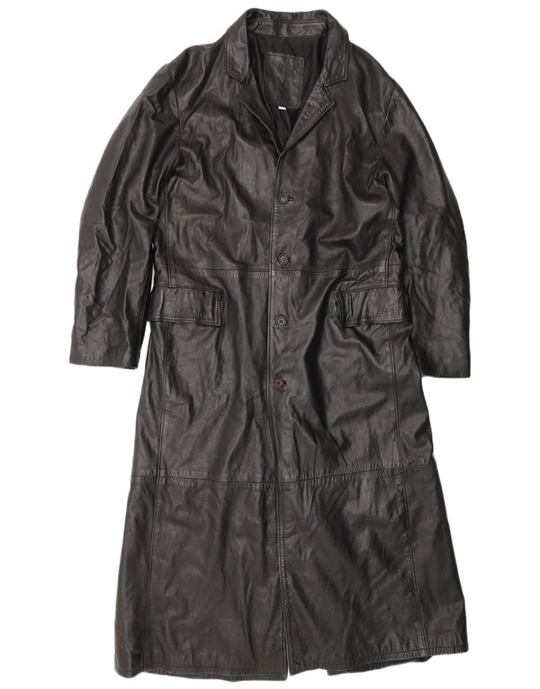 Wake Damen Ledermantel UK 22 3XL Schwarzes Leder