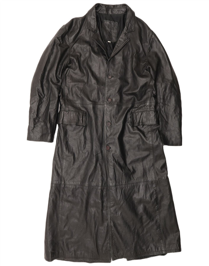 Wake Damen Ledermantel UK 22 3XL Schwarzes Leder