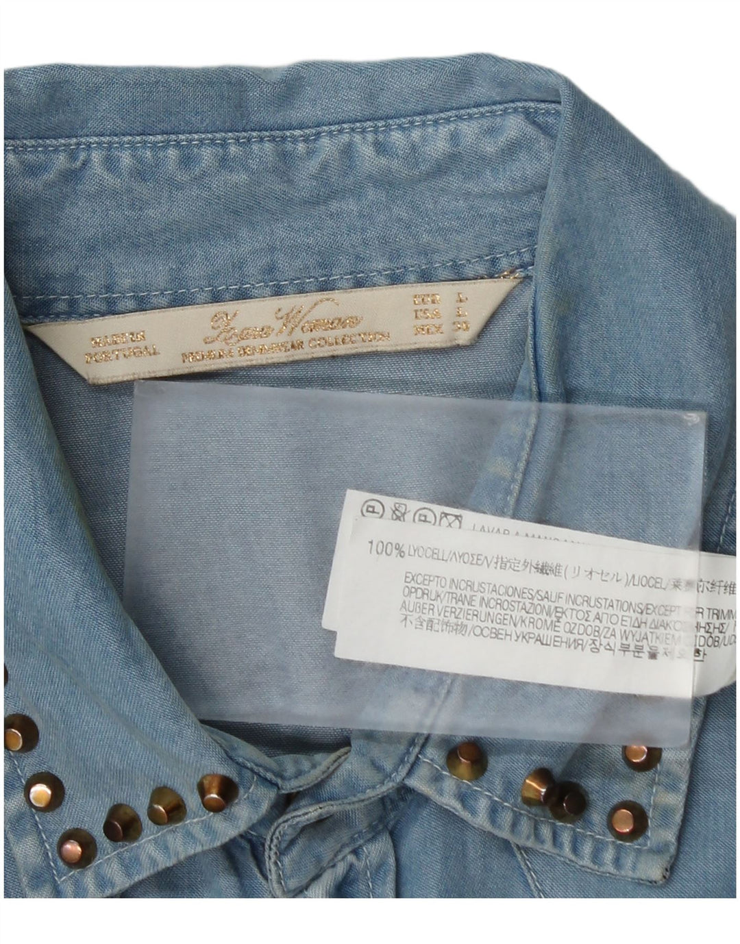 Zara Damen Jeanshemd UK 16 Large Blau Lyocell