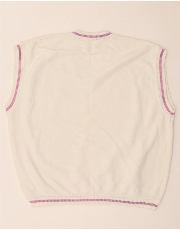 Vintage Damen Weste Tank Top UK 18 XL Weiße Baumwolle