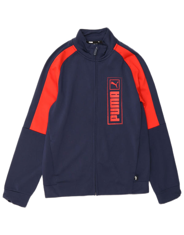 Puma Jungen Grafik-Trainingsanzug-Top-Jacke, 11–12 Jahre, Marineblau, Farbblock