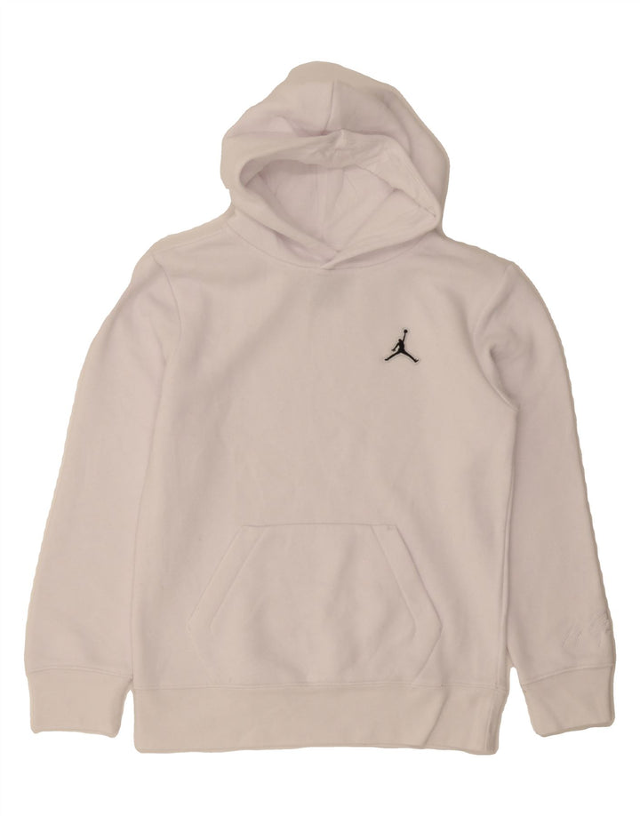 JORDAN Boys Hoodie Jumper 10-11 Years White Cotton Vintage Jordan and Second-Hand Jordan from Messina Hembry 