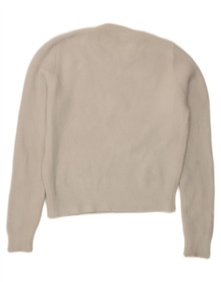Zara Damen-Pullover mit grafischem Rundhalsausschnitt, Gr. 14, Mittelweiß, Schmetterling
