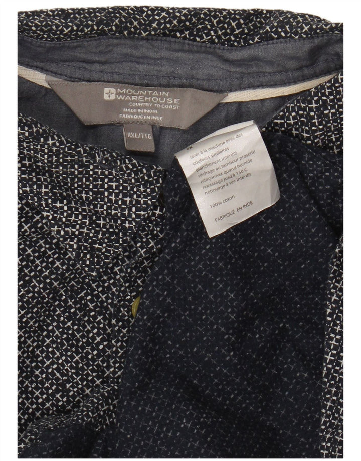 Mountain Warehouse Herren-Kurzarmhemd 2XL aus marineblauer Gingham-Baumwolle