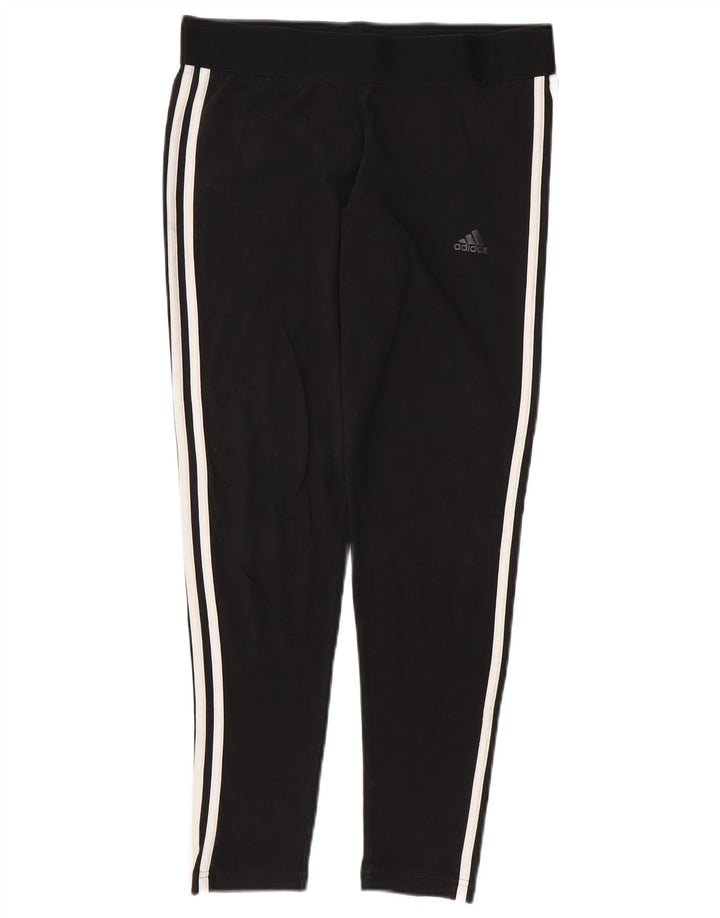 ADIDAS Damen Leggings UK 16/18 Große schwarze Baumwolle