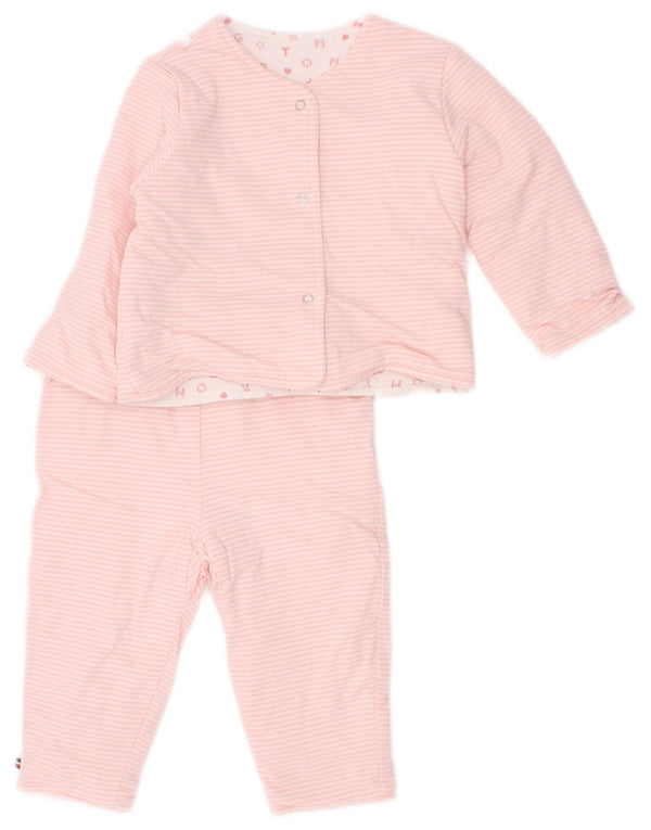 Tommy Hilfiger Baby-Mädchen-Trainingsanzug mit Grafik, 3–6 Monate, rosa Nadelstreifen