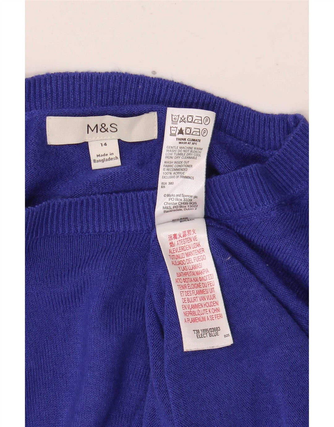 Marks & Spencer Damen-Pullover mit U-Boot-Ausschnitt, UK 14, Mittelblau, Acryl